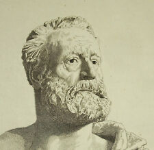Buste de Victor Hugo par A D Nageot d'après Flaguière c1850 gravure print