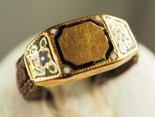 BAGUE ANCIENNE OR MASSIF 18K CHEVEUX TRESSES 19th c HAIR ENAMELED GOLD NORMANDIE