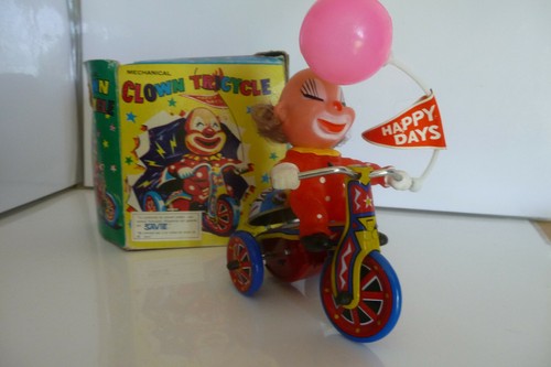 Clown tricycle tin toy jouet - tin,