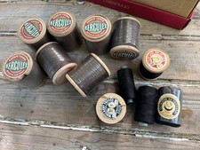 Lot de bobines de fil ancien. Fil de lin. Mercerie ancienne