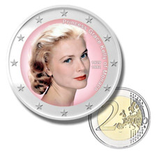 !!   BELLE  PIECE COLORISEE DE LA "PRINCESSE GRACE KELLY " PIECE 2E NON CIRCULEE