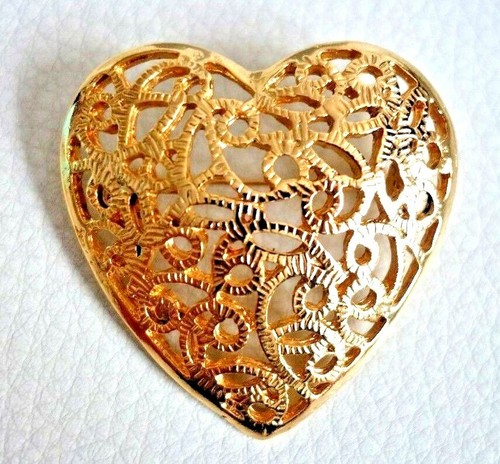Grande broche coeur - coeur, ajouré