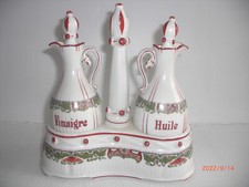 Huilier vinaigrier ,Service à condiments en faïence fin 19 me
