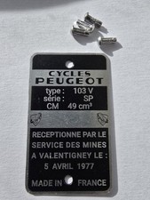 mobylette 103 peugeot. Plaque