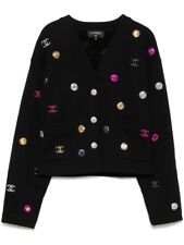 CHANEL Cardigan coton noir et