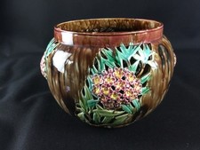 Magnifique et rare cache pot ancien faïence barbotine à identifier