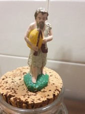 Ancien Santon Creche Noel Devineau plastique berger biniou taille 3 9 cm vert