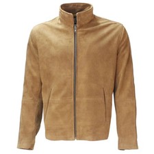 Veste beige en cuir daim pur