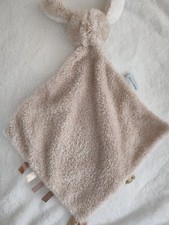 Doudou plat lapin teddy grand marron blanc 35cm comme neuf nattou