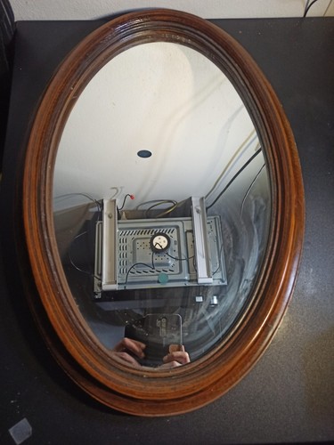 Ancien miroir oval bois - miroir,