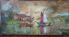 Vintage Fine Art original oil Painting Signed by Manou From France 1981