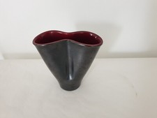 Magnifique Vase en céramique forme libre Noir / Bordeaux Elchinger Années 50's