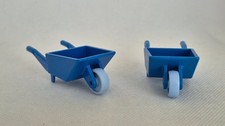 LOT DE 2 BROUETTES BLEUES PLAYMOBIL