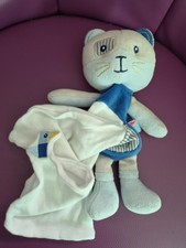 Doudou Chat Bleu Blanc Cajou