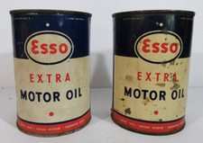 LOT ANCIENS BIDONS D'HUILE ESSO EXTRA MOTOR OIL - AUTOMOBILIA - ANTIQUE OIL CAN