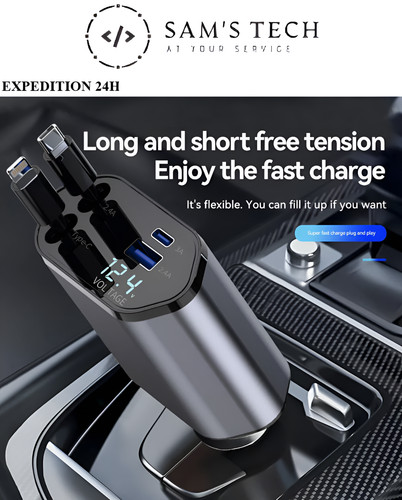 Chargeur voiture usb - voiture, 4-en-1