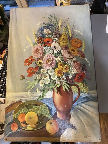 Grand tableau gouache huile - tableau,
