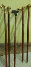 Lot De 5 Pièces Neuf Laiton Marche Bâton Différent Poignée en Bois Cane Handmade