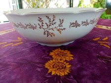 Saladier ancien Blanc et Doré KG Lunéville Badonviller Modèle Lutetia 27 cm