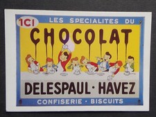 TH959B) CP reproduction plaque émaillée publicité DELESPAUL HAVEZ chocolat