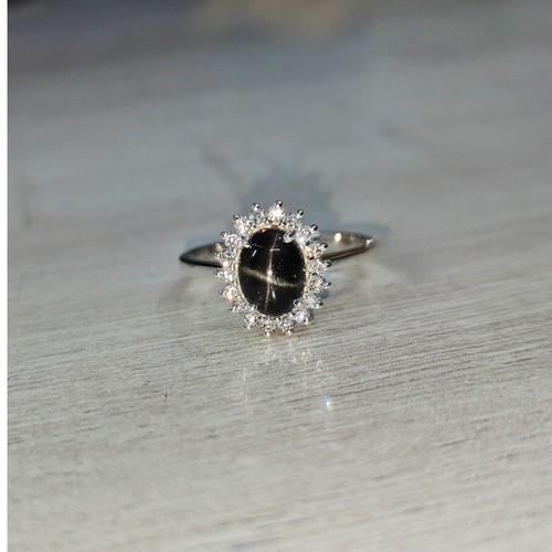 Bague saphir étoile noire - , en