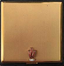 Ancien poudrier De Sac Miroir Biseauté Accessoire Femme Vintage Serti Strass