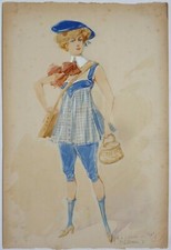 Dessin original de Alfredo EDEL (1856-1912) projet de costume opéra théâtre