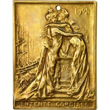 France, Médaille, Entente Cordiale, Le siècle, 1903, Grégoire, TTB+, Bronze