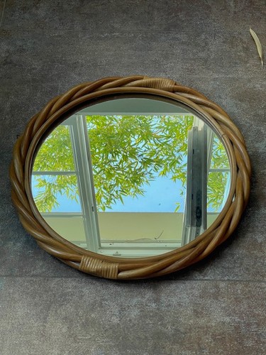 Miroir vintage rotin - vintage, en