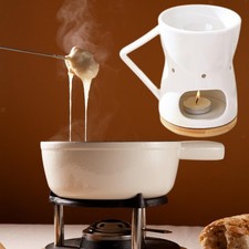 Pot à fondue au chocolat en porcelaine avec bougie chauffe-plat pour le