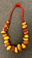 Ancien collier Maroc – perles irrégulières jaune et ambre