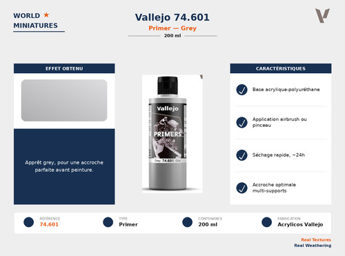 Vallejo 601 apprêt gris - apprêt,