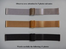 18 mm 19 mm 20 mm INTERCHANGEABLE BRACELET MAILLE MILANAISE ACIER OR JAUNE NOIR