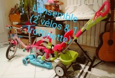 Lot (vélo Decathlon enfant de 3 à 6 ans + trottinette + Smoby) en Parfait état
