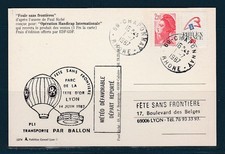 FRe carte transporté par ballon reporté météo fête sans frontière 69 Lyon 1987