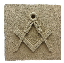 Emblème Franc maçon, compagnonnique pierre reconstituée artisan Français