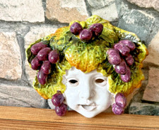 JOLIE Tête masque de Bacchus en céramique italienne majolica déco incontournable