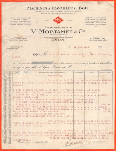 Facture 1932 machines - , a