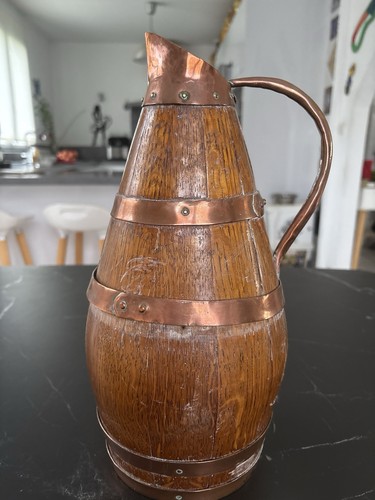 Ancien pichet bois cuivre - et,