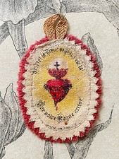 Relique étoffe Coeur Sacré de Jésus que votre règne arrive!