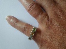 bague en argent massif, trio de pierres, t. 52