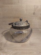 Seau à biscuit Ancien Style Baccarat Serpentine En Verre Et Métal Argenté 