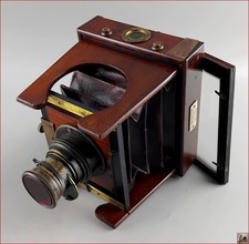 XIXe Mackenstein Darlot Petite Chambre à Joues 9x12 Bois Acajou Objectif Laiton