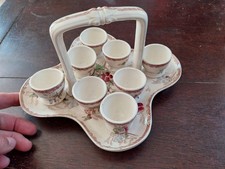 PORTE COQUETIERS ANCIENS TERRE DE FER SERVITEUR 8 OEUFS EGGS D ONNAING 1900 