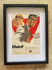 ◕ Cadre Publicité Vintage Sous Verre ◕ Vitabrill ◕ 40 X 30 cm ◕ années 1960 ◕