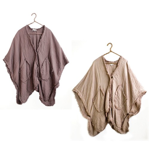Hauts poncho froissés gaze - poncho, en