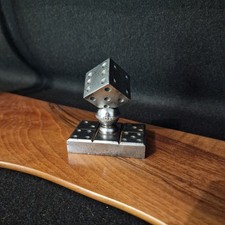 Presse Papier Dé Acier Polis Art Déco, Domino Jeux, Sculpture Style Edgar Brandt