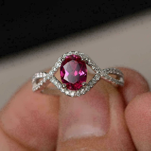 Bague fiançailles ovale en - de,
