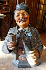 TRES GROS POT A TABAC en terre cuite   début 20em  " vive le vin  !! "