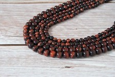50 Perles en Oeil de Tigre Rouge (Oeil de Taureau) – Pierres naturelles - 8 mm